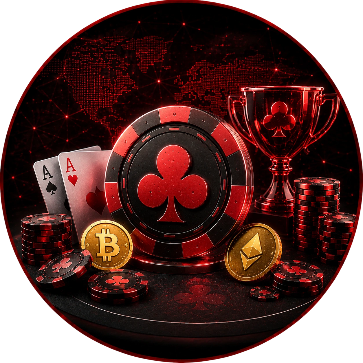 CoinPoker futuristic poker design with digital elements